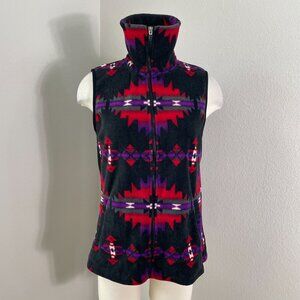 Chaps Womens Medium Full Zip Fleece Vest Aztec Southwestern Print